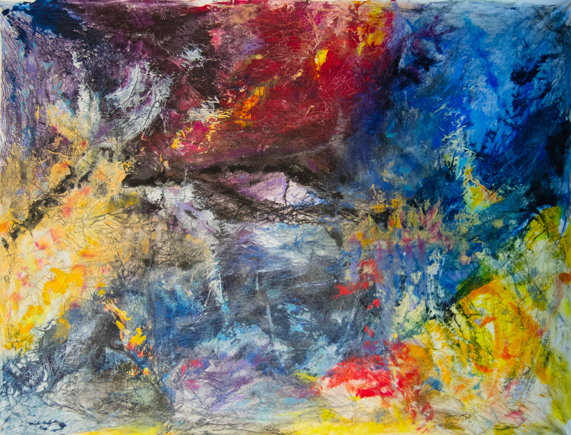 Dragon’s eye cm 150×200 acrylic, ink  and light paper on canvas – 2023